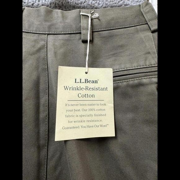 LL Bean Pants Mens 40 36 Khaki Beige Cotton Natural Fit Flat Front Straight Leg - Picture 10 of 12